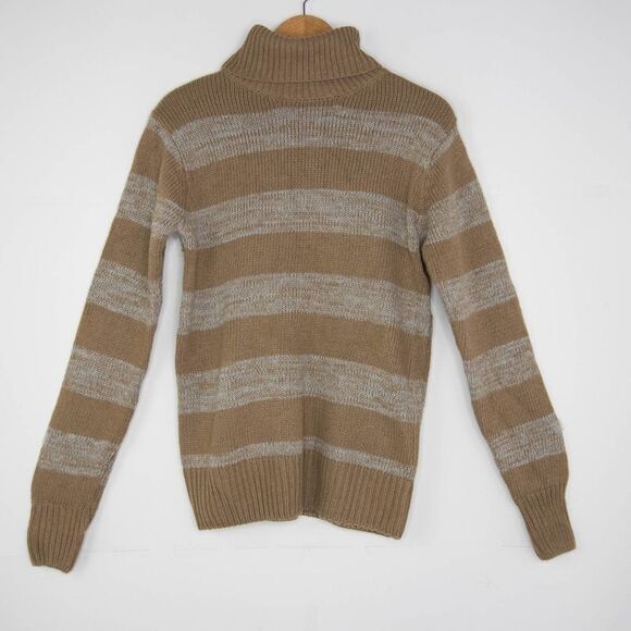 NWOT Eddie Bauer‎ Turtleneck Striped cotton blend Sweater, Tan XL - Picture 2 of 9